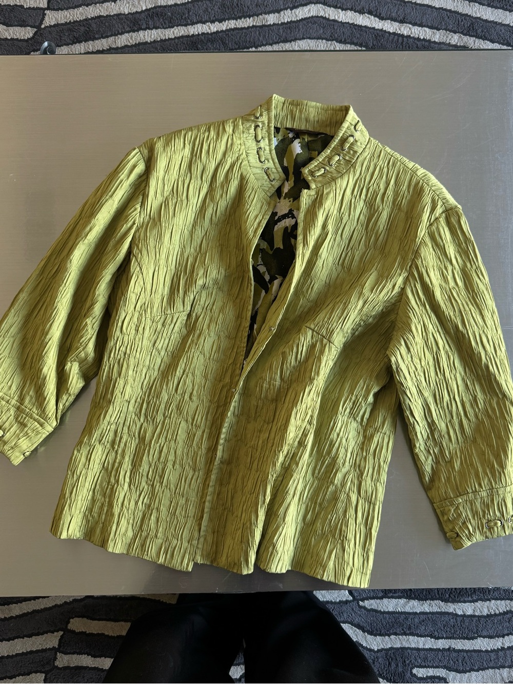 Light Green Textured Girls' Button-Accent Top